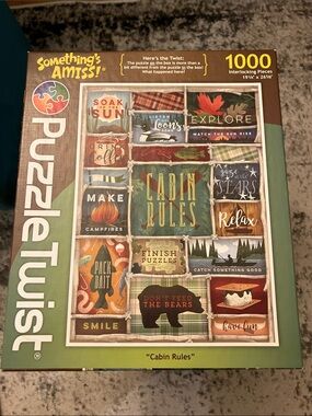 1000-Piece 'Cabin Rules' Jigsaw Puzzle - Green